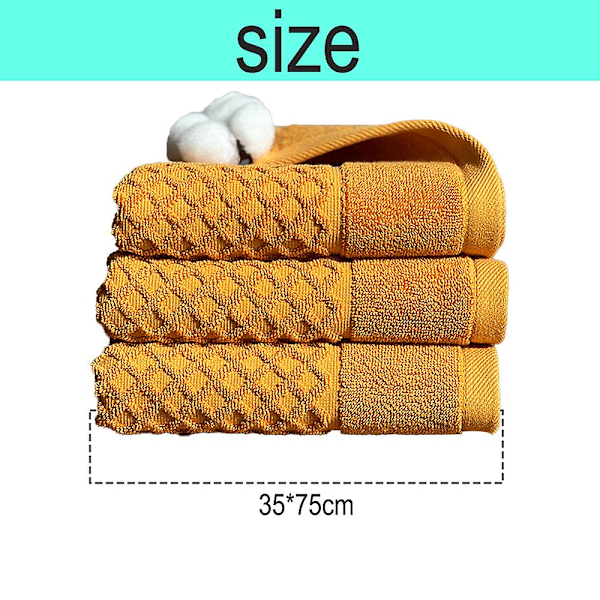100% bomulls handdukar i ringblomma, 3 mjuka handdukar för badrum, mycket absorberande (set om 3) Sweet orange