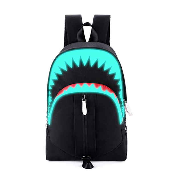 Miesten USB-latausreppu Muoti Yö Valoisa Hai-kuvio Rintalaukku Teini-ikäisille Backpack