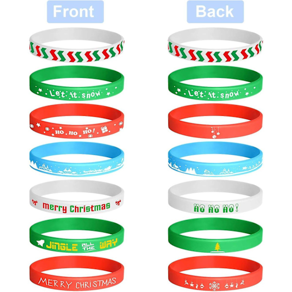 7 Stykker Julearmbånd Silikonarmbånd Gummibånd For Juleborddekorasjon 7 Merry Xmas-mønstre