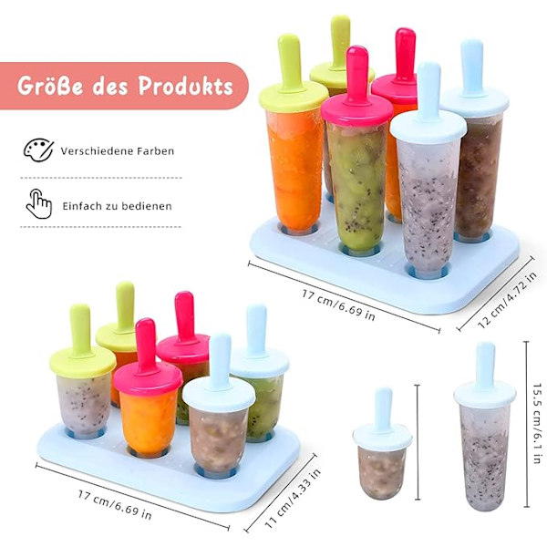 Glassformar, 12 isformar pinnglass, isformar med plastpinnar, BPA-fri, små och stora isformar