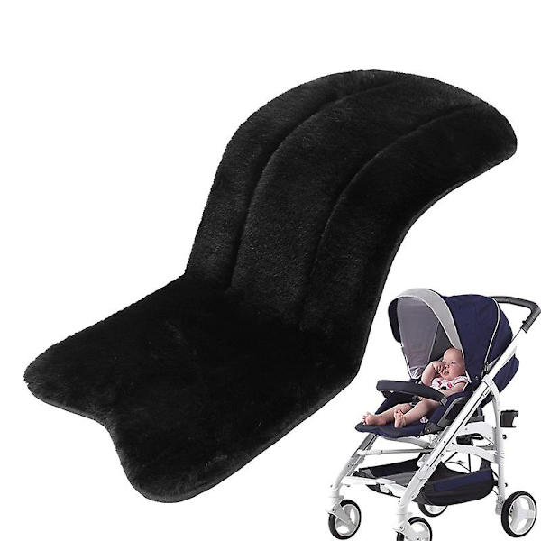 Babyskyddssitsfoder, konstgjord fårskinn barnvagnsfoder för barnvagnar, bilbarnstolar Black