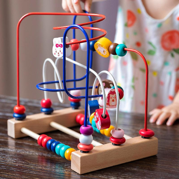 Treleke Tegneserie Dyr Frukt Rundt Perler Gutter og Jenter Tidlig Utdanning Puslespill Byggeklosser Baby Hånd-øye Koordinasjon Leketøy