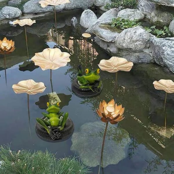 Vand Flydende Frø Have Dam Statue Resin Vand Flydende Frø Ornament Figur Statue Håndværk Sød Roende Frø Statue Gård Plæne Dekorationer Frø O Style 3