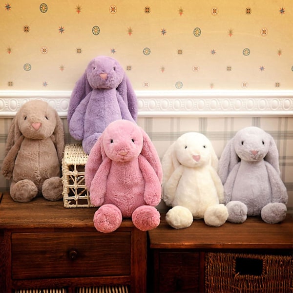 Plushkanin, 12 tum, Super Mjuk Fylld Kanin med Långa Öron, Söta Kanin Plushie Leksaker för Barn Vuxna (Lila)