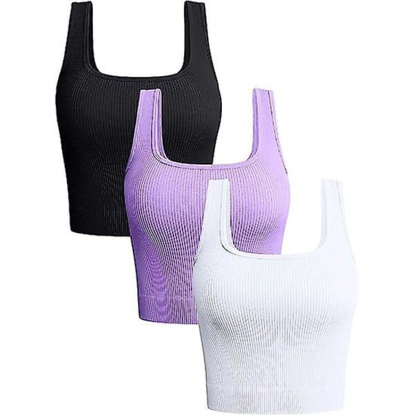 3-delad linne för damer Yoga Crop Väst Toppar set 2 L