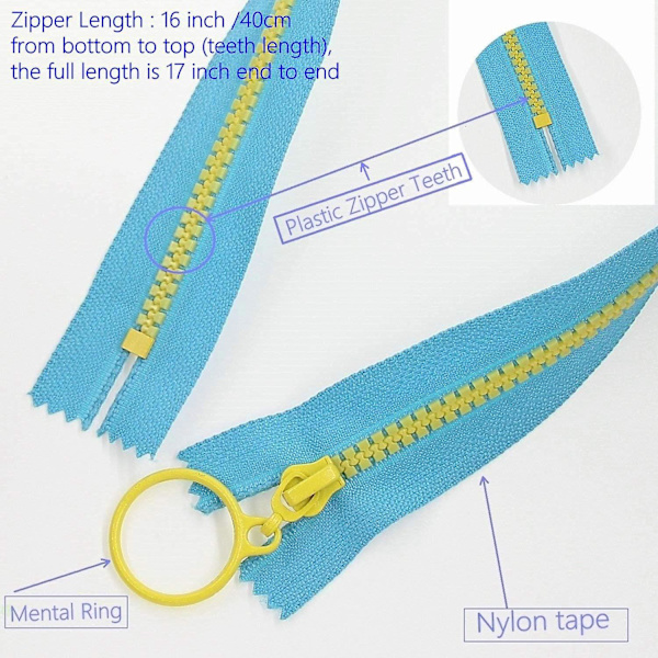 10 st #5 Resin Blixtlås Med Lyftögla Dragkedja Handväska 40cm Blixtlås För Diy Sömnad Hantverksväskor Kläder 16\" (40cm) Blandade