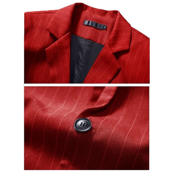 Herre Blazer Slim Fit Jakke, Enkeltknappet Blazer med Én Knap Red XL