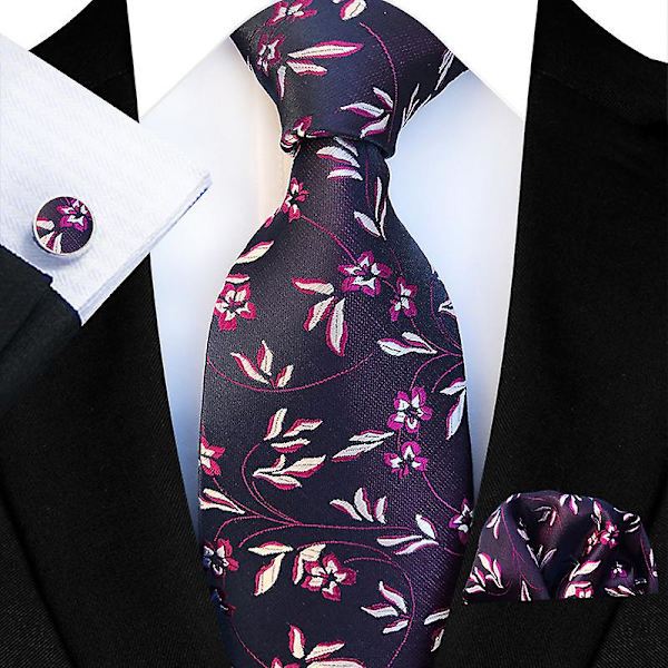 Slipsset för män, enfärgad paisley slips för män style 10