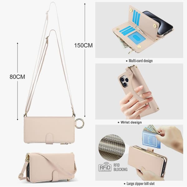 Crossbody Plånbok Läderfodral För iPhone 11 Pro Max / 11 Pro / iPhone 11 White For iPhone 11