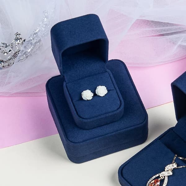 Ring Box, Single Jewelry Ring Box, All Wrapped With Microfiber Leather For Proposal,wedding Ceremony,ring Box For Men(blue)