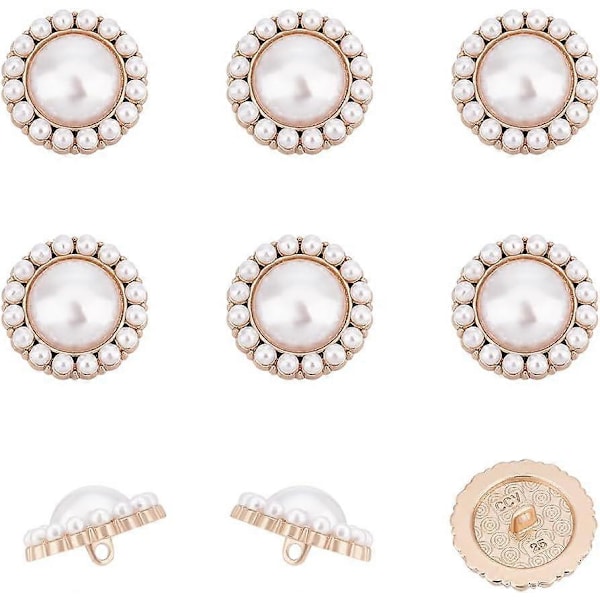 12 st 25 mm Metallblommformade Pärlknappar Plast Imitationspärla Skaftknappar Syhantverk Knappar Dekoration för DIY Scrapbooking Kläder Klänning