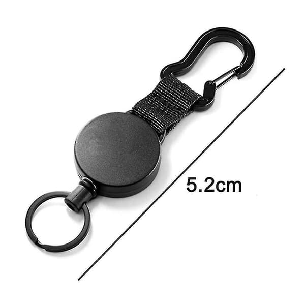 2 st Retractable Nyckelring Svart Elastisk Dragspänne Retractable Nyckel L