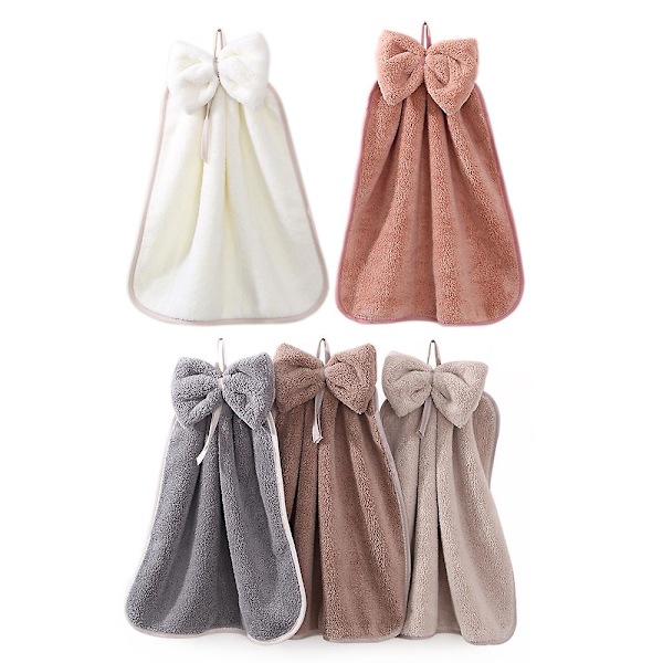 5-pack mikrofiberhanddukar med hängande ögla, korallfleece, hängande kökshanddukar, absorberande mjuka badhanddukar, snabbtorkande badhanddukar 33 x 33 cm