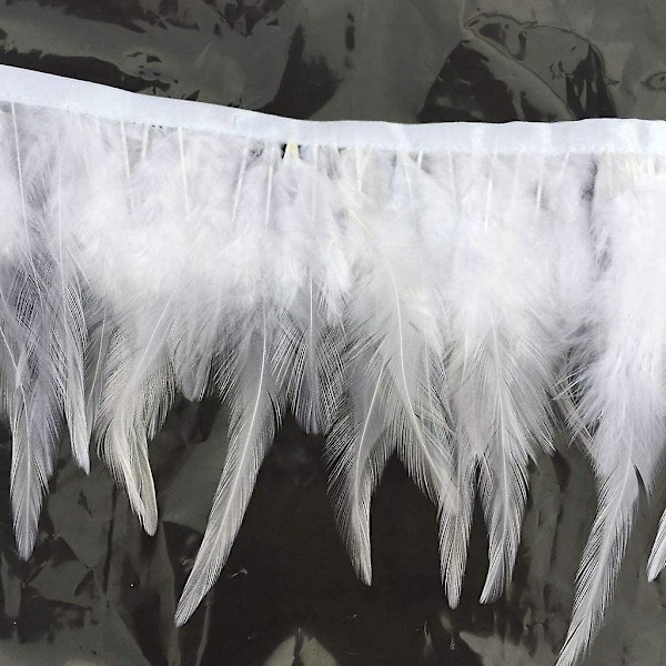 2 yards Hane Hackle Fjer Trim Kjole Dekoration (hvid)