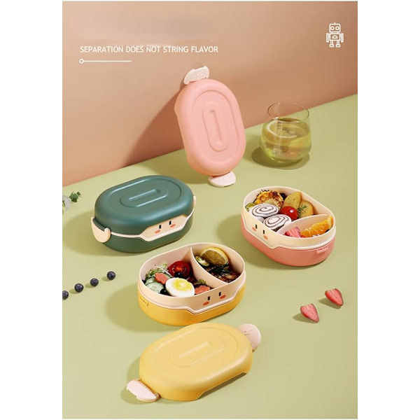 Kawaii Bentolåda vuxen lunchlåda, Kawaii robot lunchlåda håller värmen för pojkar flickor, söt läckagesäker portionsbehållare rosa
