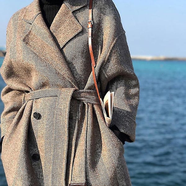Dam långärmad varm enfärgad elegant kappa för vinterstrandfest L