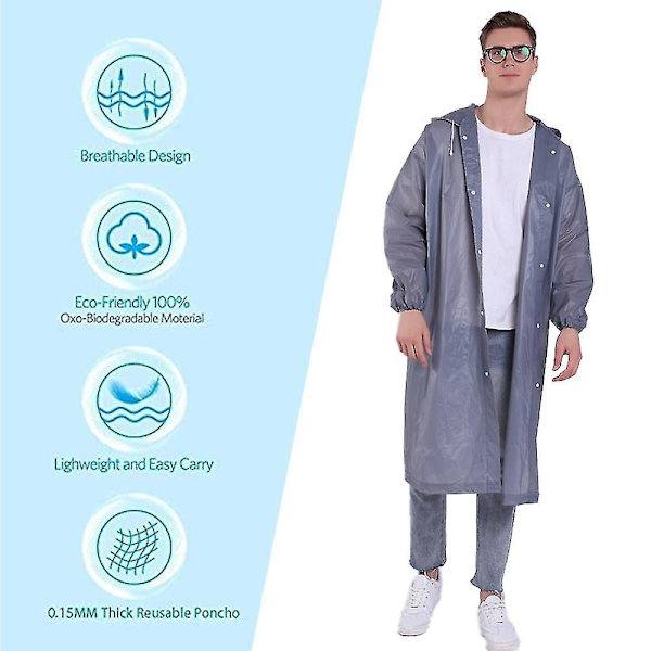 Eva Regnrock Vattentät Regn Poncho Återanvändbar Unisex Män Kvinnor