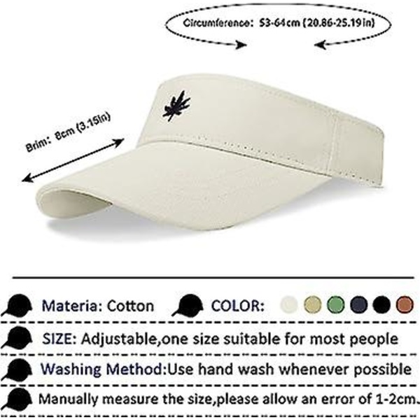 Dam solhatt - unisex visirkeps, lönnlöv broderad justerbar golfkeps lämplig för utomhussporter
