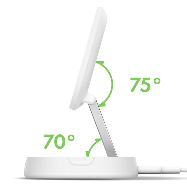 Trådløs oplader Qi2 15W med stativ White