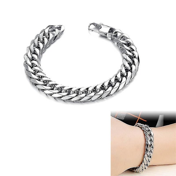 Fashion 8/9.5/12/14mm Bred Overflade Titanium Stål Armbånd Armring Senior Firkantet Spænde Mænd