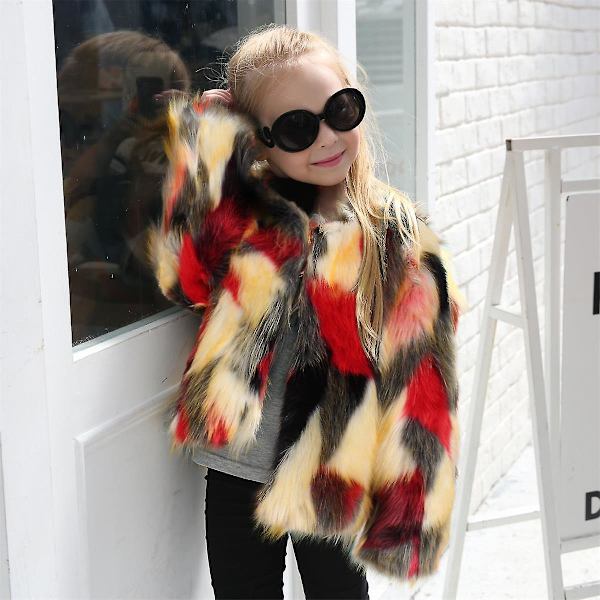 Piger Vinter Faux Pels Jakke Tyk Varmt Overtøj Red 2XL