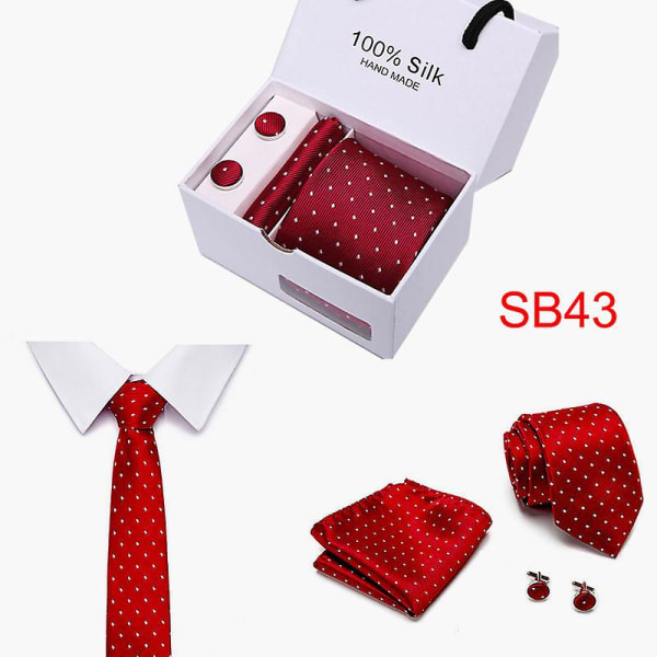Herre Slips Spot Gaveæske 5 Dele Sæt Slips Business Formel Bryllupsslips B43