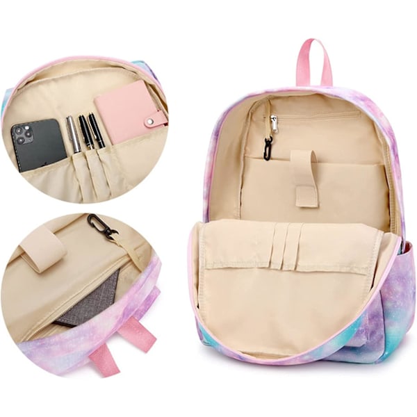 Heytea 3-pack skolryggsäck med stjärnprint, vattentät, lätt, ryggsäck, handväska, pennfodral för grundskoleelever (A, 16.93\" x 11.81\" x 6.3\"