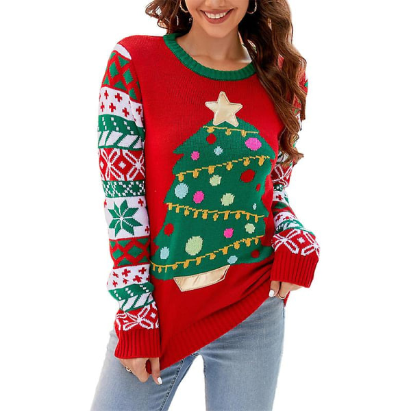 Dame Sweater Langærmet Julemønster Rund Hals Afslappet Løs Pullover Sweater style 4 M