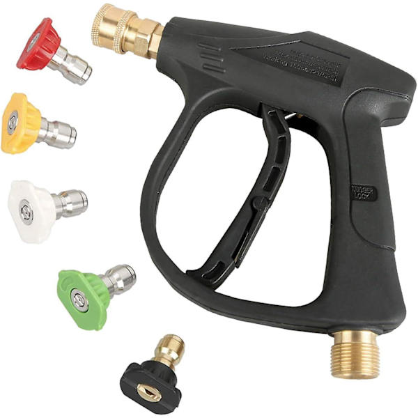 Högtryckstvättpistol, 3000 PSI Max med 5 färger Snabbkoppling Munstycken M22 Slanganslutning 3.0 Spets