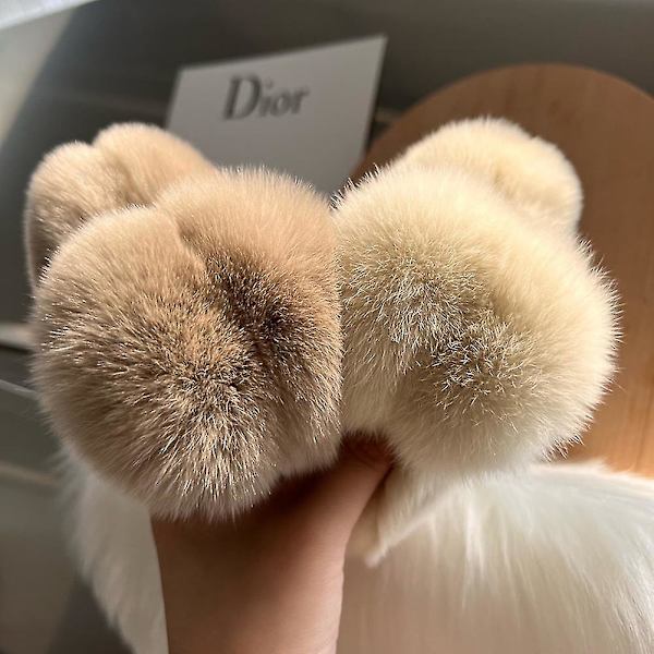Mjukt hårspänne Elegant enfärgad konstgjord päls Plysch Stora hårklämmor Höst Vinter Grey Leopard