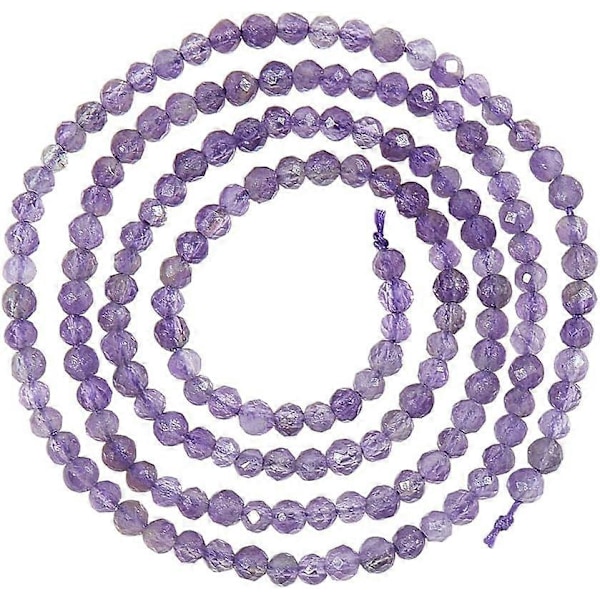 Cirka 180-210 st Naturliga Ametistpärlor 2mm Facetterade Runda Stenpärlor Lösa Ädelstenspärlor Distanspärlor för DIY-Hantverk Halsband Armband Smycken Maki
