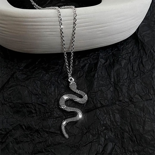 Retro Silver Snake Hänge Halsband Orm Hänge Halsband Justerbar Kedja Halsband För Kvinnor Och Flickor (1 Lager Halsband)