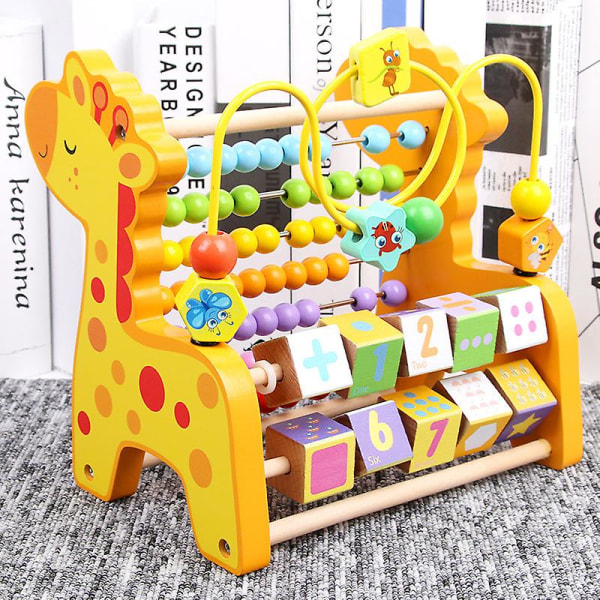 Trævindende Perlerækningsstilling Baby Kognitiv Dyr Digital Drenge Og Piger 1-3 År Gamle Børns Tidlig Uddannelse Uddannelsesmæssige Legetøj yellow