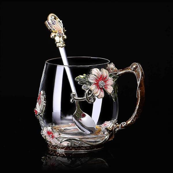 Sommerfugleblomst Glas Kop Med Ske (rød)