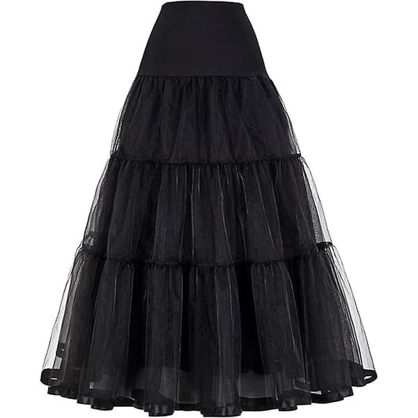 Dame Ankel-længde Underkjoler Nederdele Bryllup Halv Slips Krinoline Underskørt Black S M