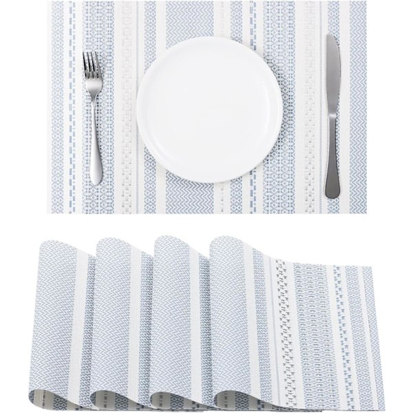 Sininen tabletti, 4 kpl, vinyyliset pöytätabletit, lämmönkestävät, tahroja hylkivät, taitettavat tabletit, pestävät, pyyhittävät tabletit keittiöön
