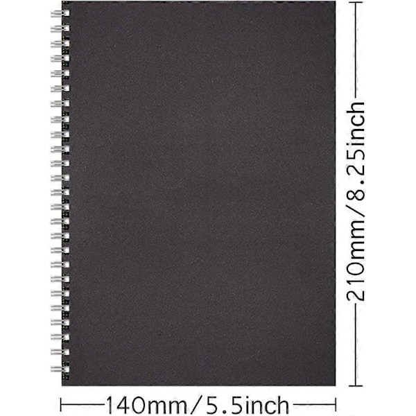 Spiralblock A5 Linjerad, 3-pack Mjukt Omslag Journal Kraft Omslag Svart, 100 Sidor/50 Ark Memo Anteckningsblock Planerare