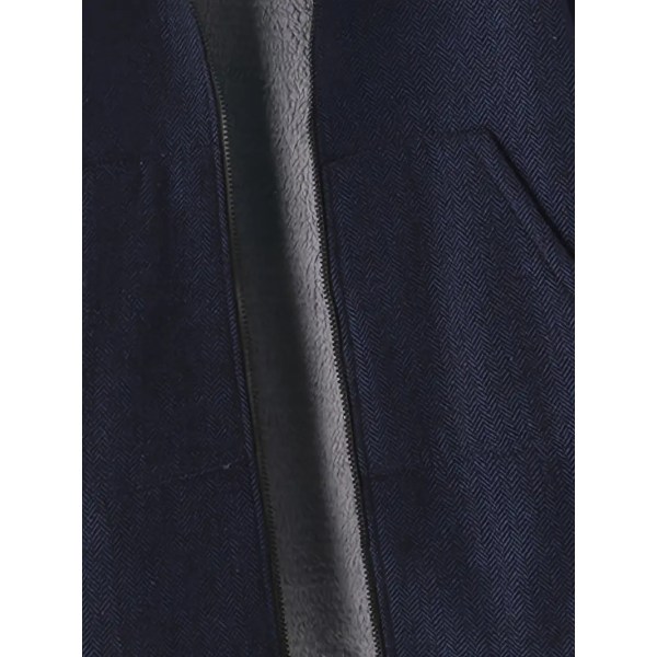 Vetoketjullinen hupullinen takki, rento yksivärinen pitkähihainen lämmin talvitakki, naisten vaatteet black 2XL