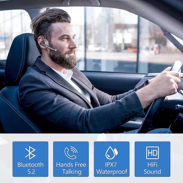 Bluetooth-hodetelefoner, trådløse Bluetooth-håndfrie hodetelefoner med støyreduserende mikrofon, kompatible med iPhone, Android-telefoner