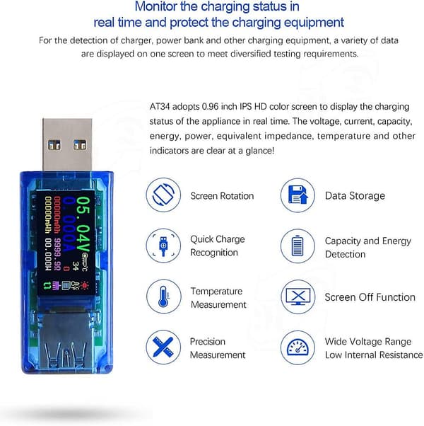 USB 3.0 Tester Multimeter 3.7-30V 0-4A USB Spændingstester USB Digital Strøm Og Spænding