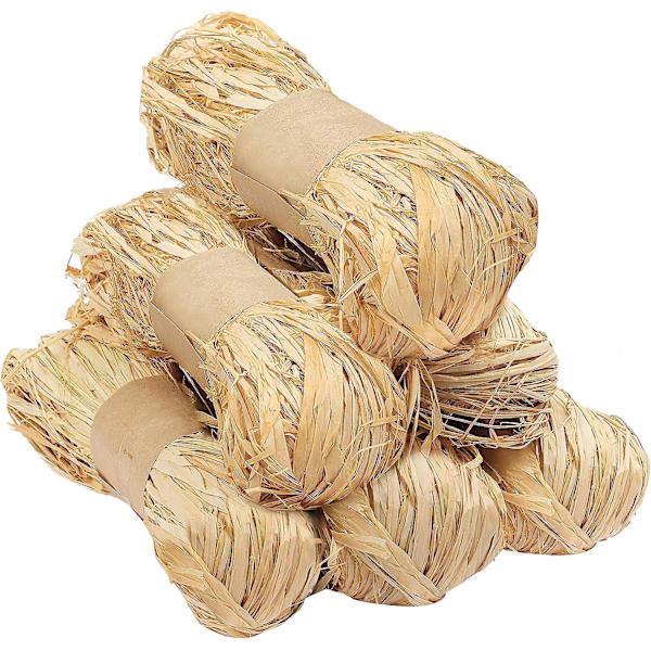Raffia Bånd, Naturlig Dekorativ Snor, Raffia til Binding (pakke med 6) - 50g Raffia Bånd, Blomsterhandler Raffia Bånd - Raffia For Håndverk, Julegave
