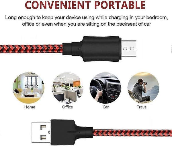 Usb-datakaapeli Android-datakaapeli 2 m 2 kpl Nylonpunottu Usb-datakaapeli