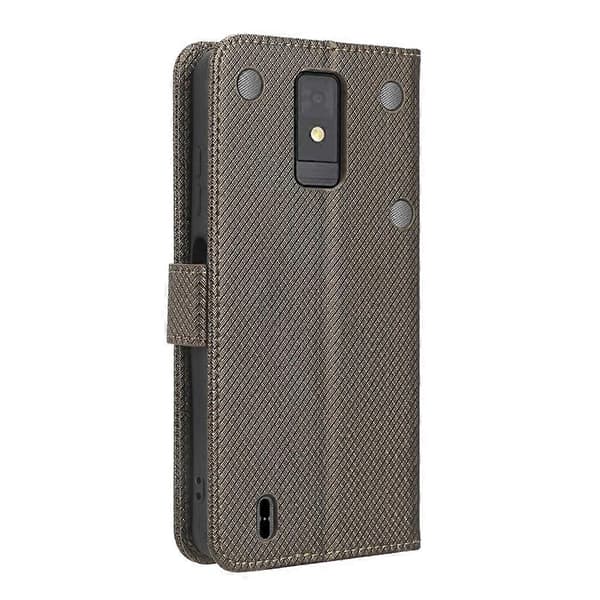 Læder telefoncover med diamanttekstur til ZTE Blade A32 Brown