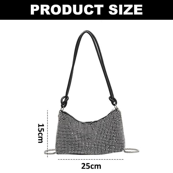 Rhinestone-plånböcker Koppling för kvinnor-chic kväll väskor, glänsande Crossbody Handväskor för festklubb Bröllop silvery