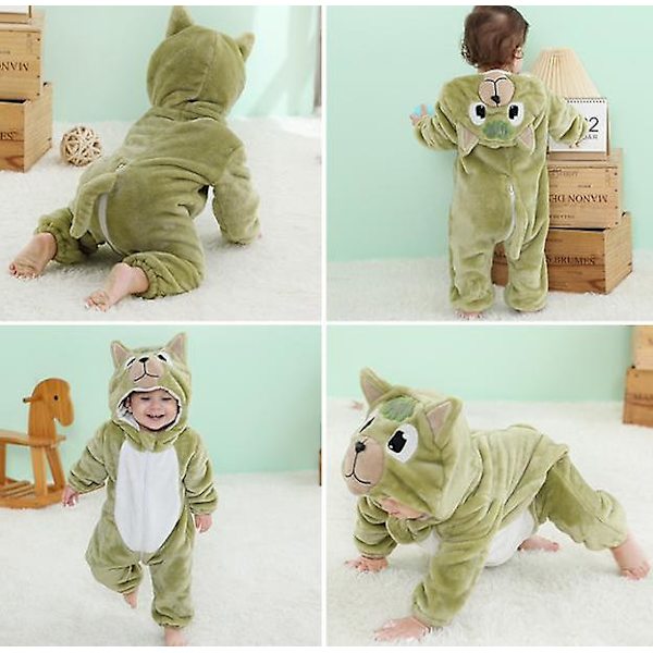 Børne Dyre Jumpsuit Hættetrøje Vinter Varm Fleece Hættetrøje Jumpsuit Romper Brown 110