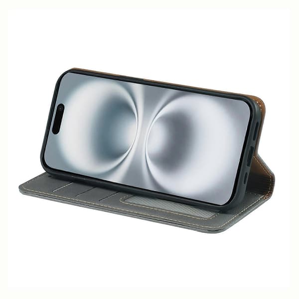 Til iPhone 16 Etui Wallet RFID-blokering Læder Telefon Cover Stærk Magnetisk Lukning Grey