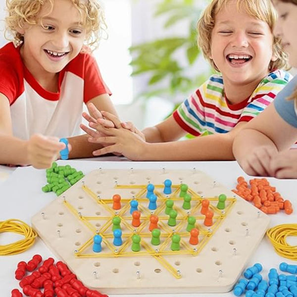 Triggle Rubber Band Game, Triangulärt schackspel,Träkedja schackspel - Strategibrädspel och interaktiv hjärnteaser