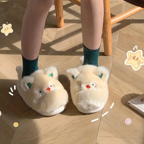 Dejlige Nye Varme Hjemmesko, Slip-On Runde Tå Fluffy Bløde Skridsikre Slides Sko, Plys Indendørs Hyggesko EU38 39