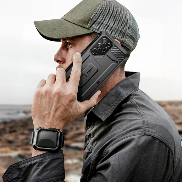 Galaxy S23 Ultra Støtsikkert Deksel Stativ Supcase Unicorn Beetle Pro Rød Black