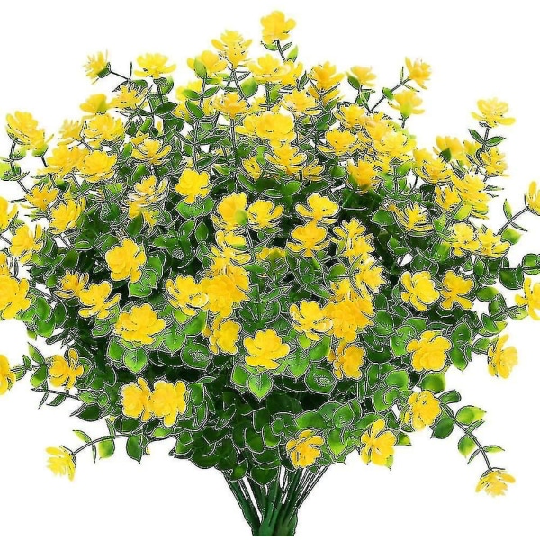 Kunstige falske blomster utendørs, falsk plastgrønt bryllup bondegårdsdekor 8 stk. rød lotus Yellow